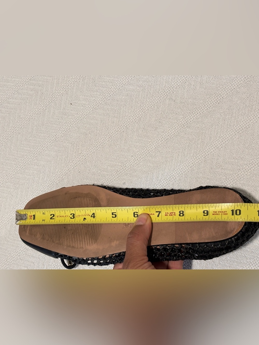 🩵BCBGeneration Black Mesh & Leather Bow Ballet Flats with Gold Accents - Picture 6 of 7